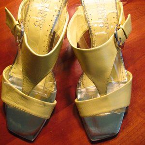 FRANCO SARTO LADIES SANDALS YELLOW LEATHER SLIDE O